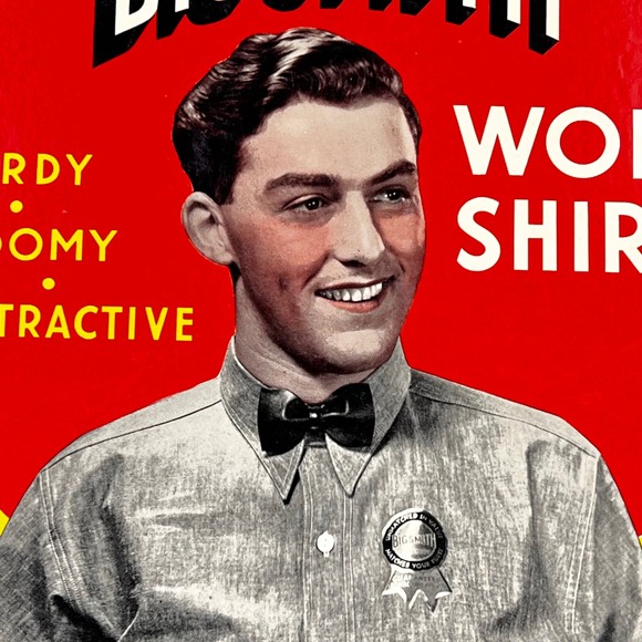 1940s Big Smith Work Shirts Advertising Sign 19" Cardboard Easel Back Display - Picture 9 of 16